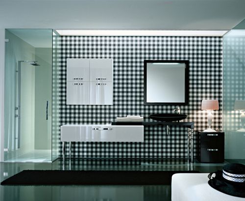 gingham modern vanity wall